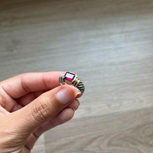 David Yurman *RARE VINTAGE* two-tone garnet ring